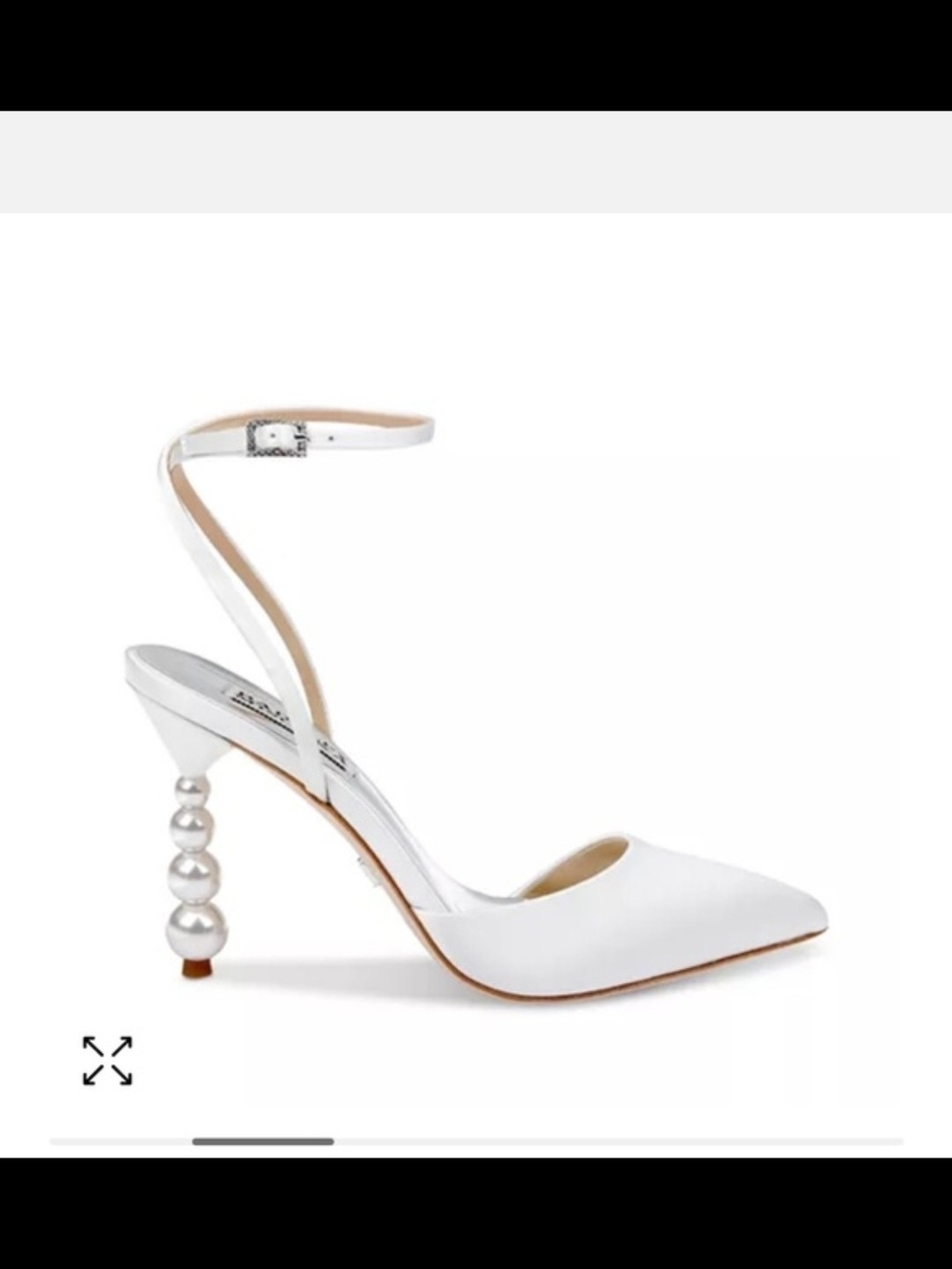 Badgley Mischka White Pearl-Stacked Ankle-Strap Pump